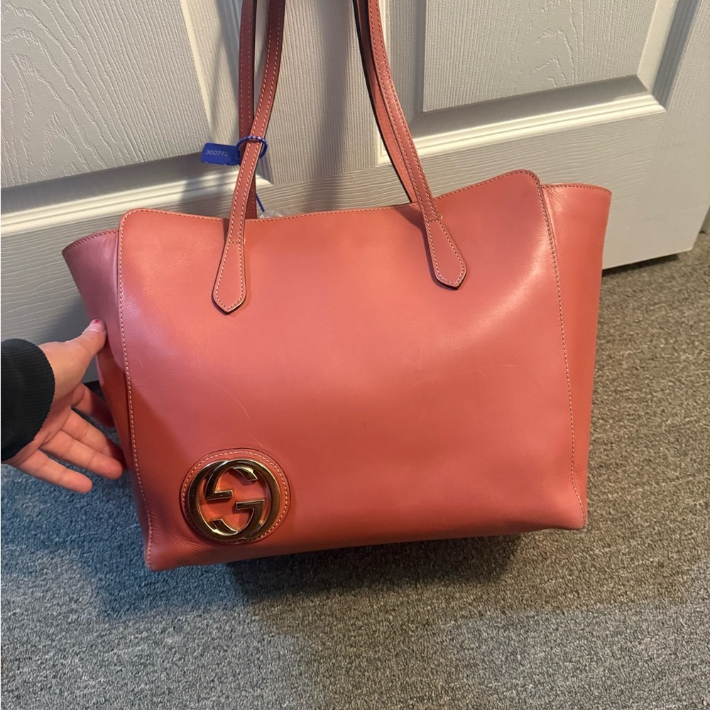 Gucci Coral Leather Tote Bag